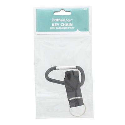 slide 1 of 1, Office Logic Black Key Chain with Carabiner Strap, 1 ct