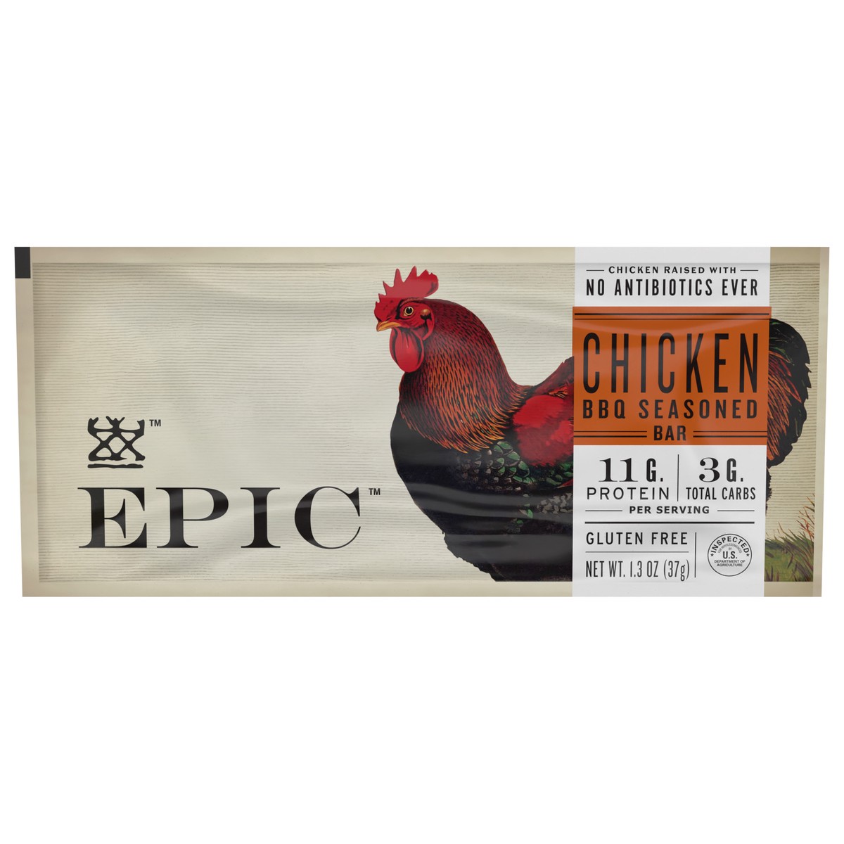 slide 1 of 9, EPIC BBQ Seasoned Chicken Bar, 1.37 oz