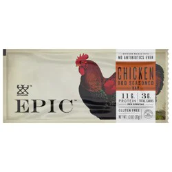 EPIC BBQ Seasoned Chicken Bar, Gluten Free, Keto Friendly, Whole 30, Protein Snack, 1.3 oz
