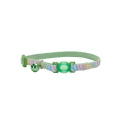 Safe Cat Glow in the Dark Adjustable Breakaway Collar, Glowing Green Stripes, 38" x 8"-12"