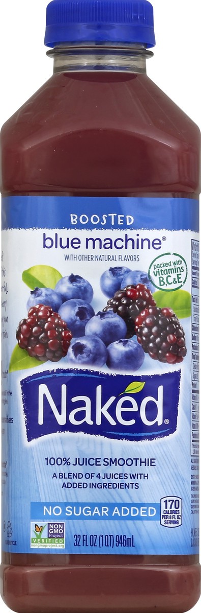 slide 5 of 6, Naked Blue Machine Boosted Juice Smoothie, 32 fl oz