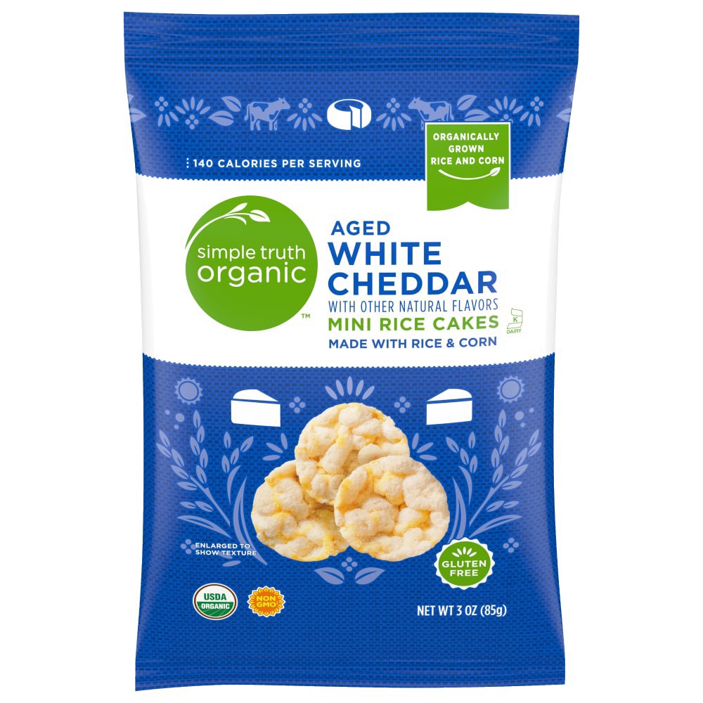 slide 2 of 2, Simple Truth Organic Aged White Cheddar Mini Rice Cakes, 3 oz