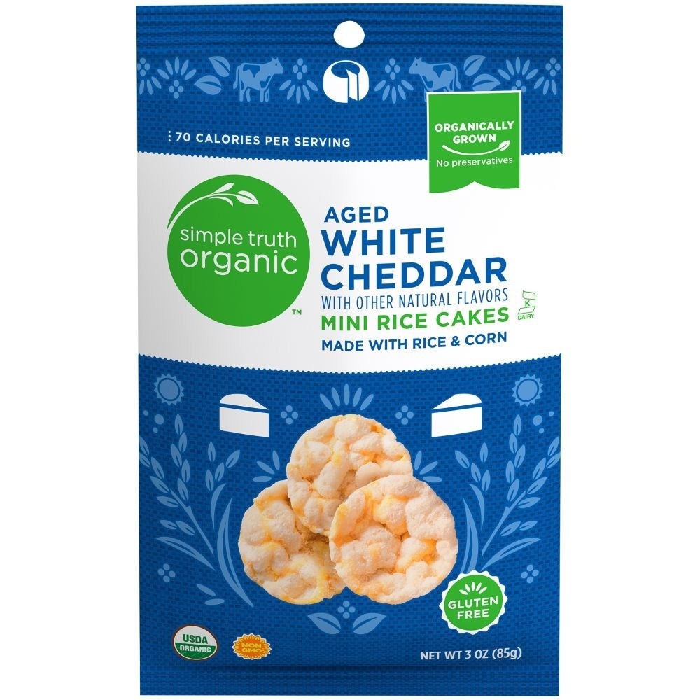 slide 1 of 1, Simple Truth Organic Aged White Cheddar Mini Rice Cakes, 3 oz