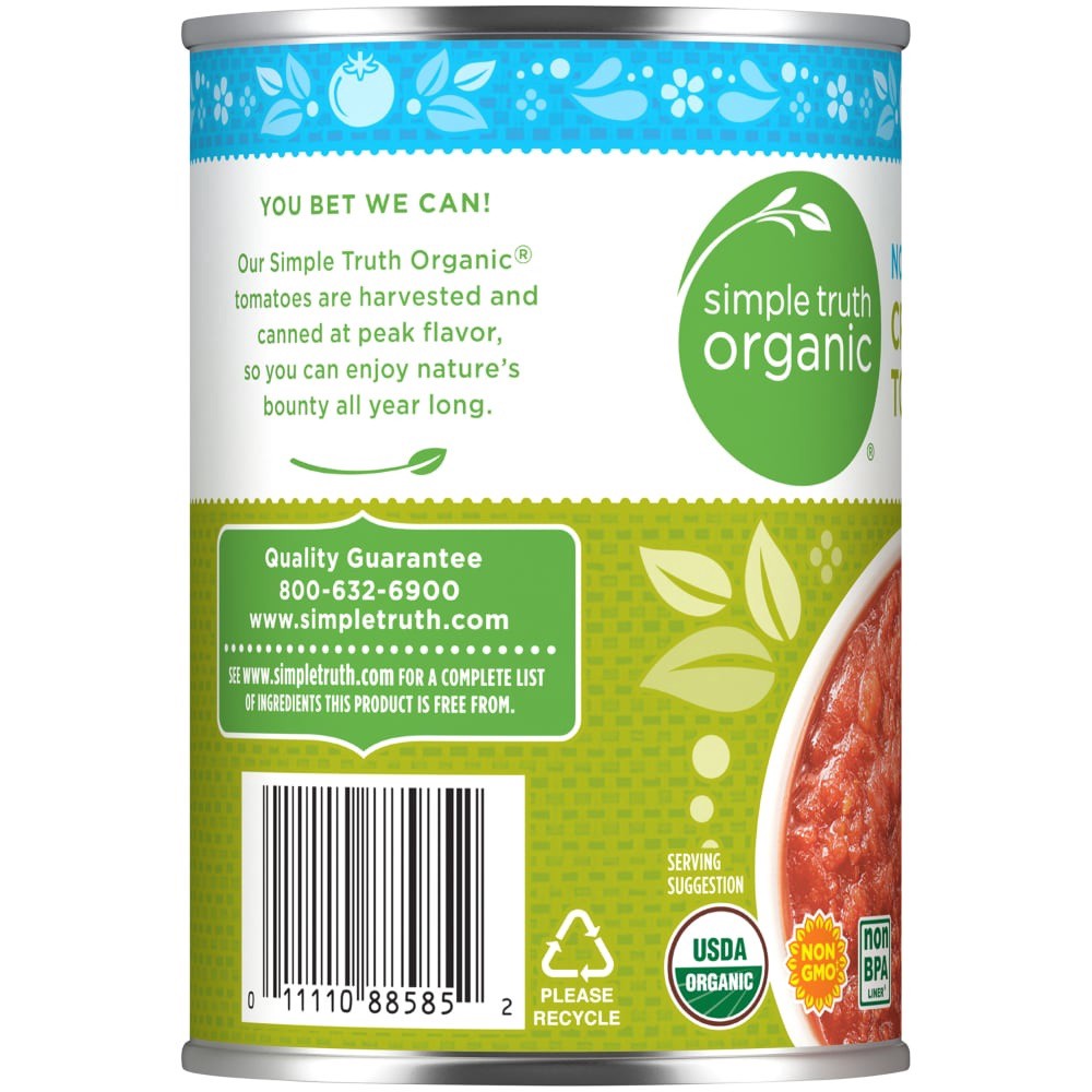 slide 2 of 4, Simple Truth Organic No Salt Added Petite Diced Tomatoes, 14.5 oz