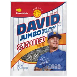 David Roasted and Salted Spicy Queso Jumbo Sunflower Seeds, Keto Friendly Snack, 5.25 oz. Bag