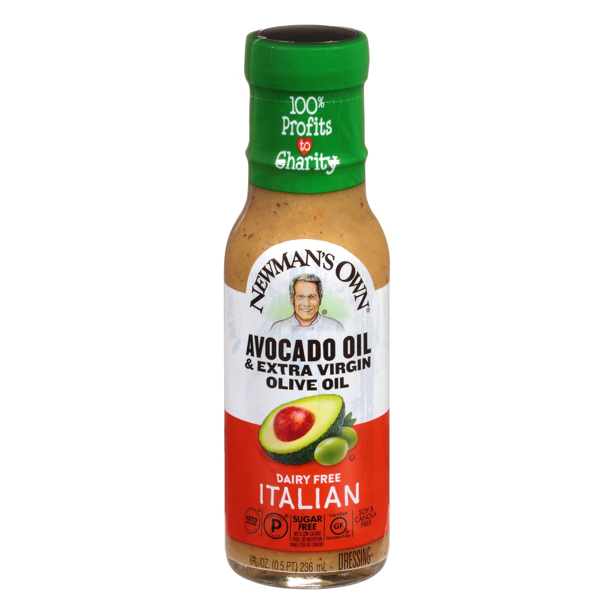 slide 1 of 1, Newman's Own Avocado & Extra Virgin Olive Oil Italian Dressing, 8 oz