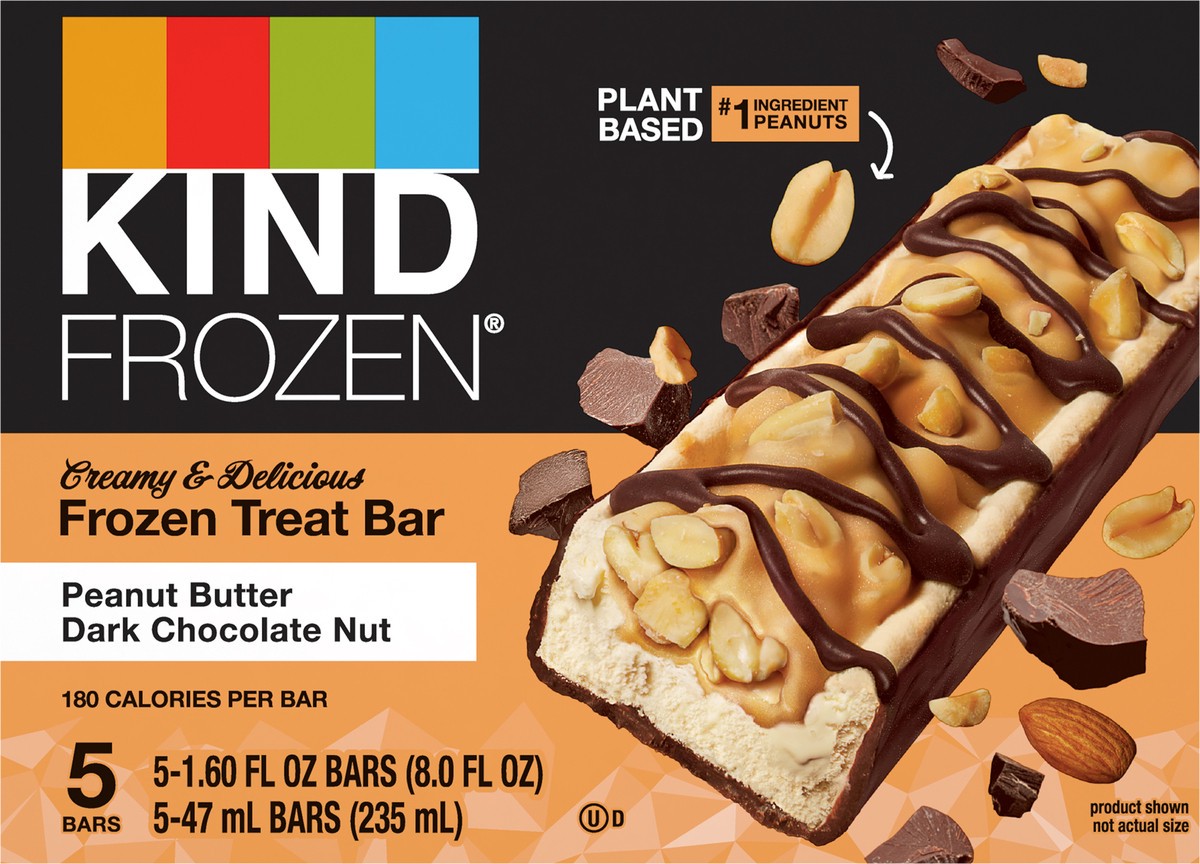 slide 8 of 9, KIND Frozen Dark Chocolate Peanut Butter Plant Based Dessert, 5-Count Box, 5 ct