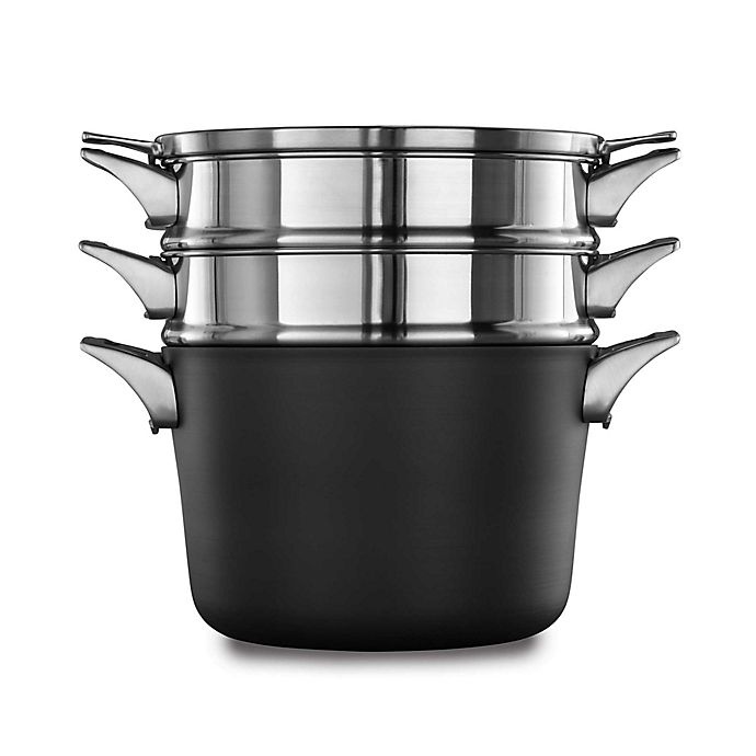 slide 1 of 2, Calphalon Premier Space Saving Hard Anodized Nonstick Covered Multi-Pot, 8 qt