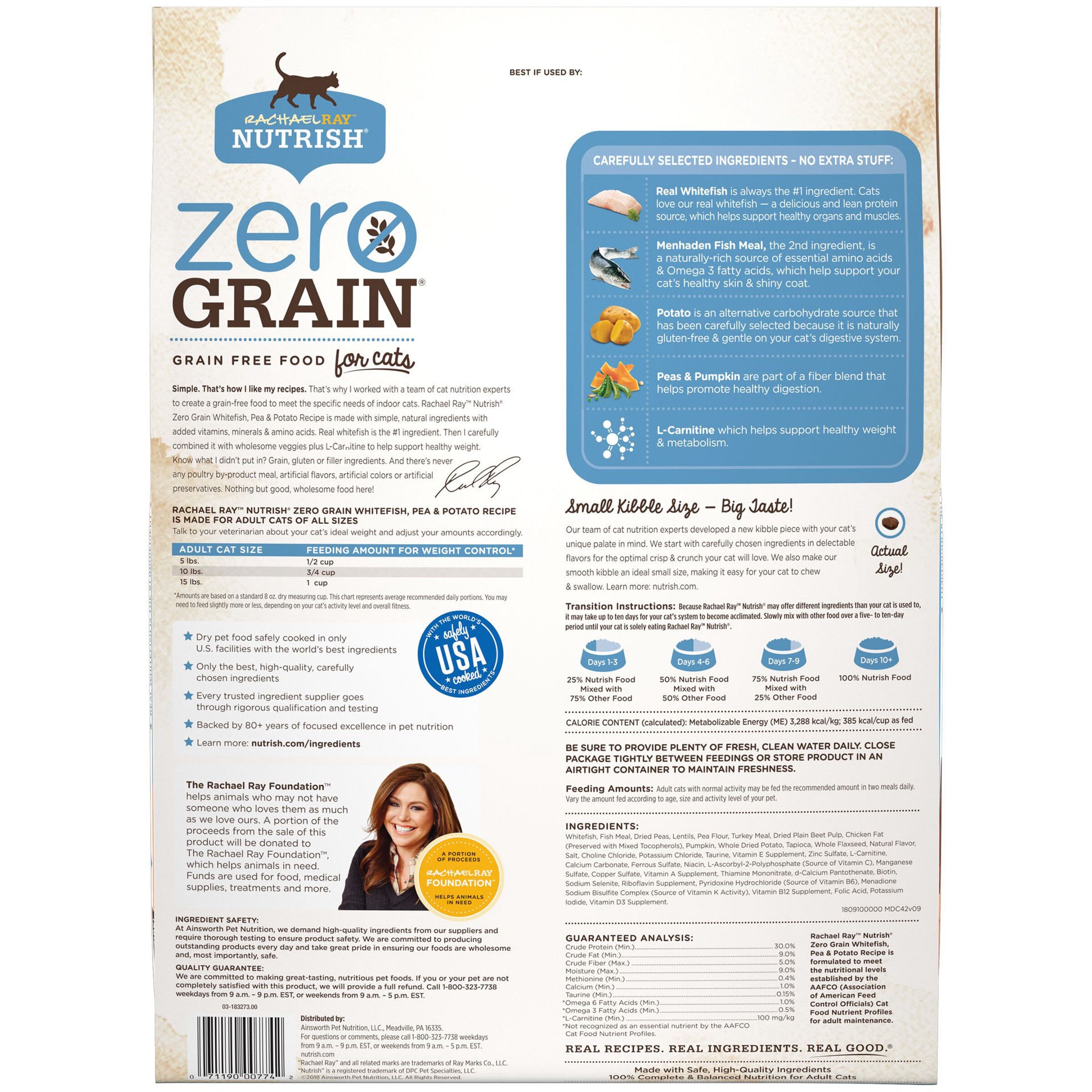 slide 2 of 6, Rachael Ray Nutrish Zero Grain Natural Premium Dry Cat Food, Grain Free, Whitefish & Potato Recipe, 12 Lbs, 12 lb