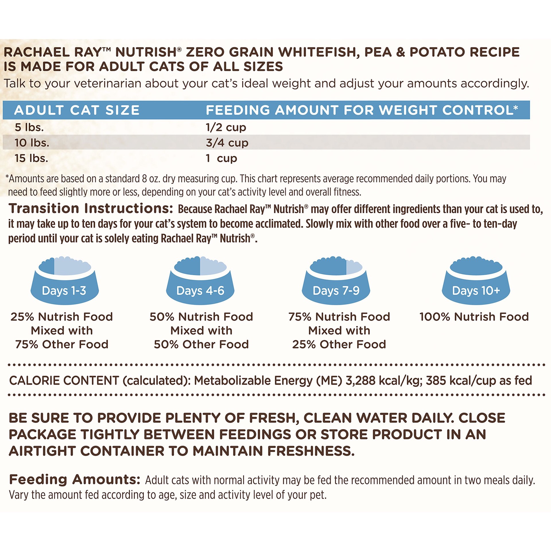 slide 3 of 6, Rachael Ray Nutrish Zero Grain Natural Premium Dry Cat Food, Grain Free, Whitefish & Potato Recipe, 12 Lbs, 12 lb