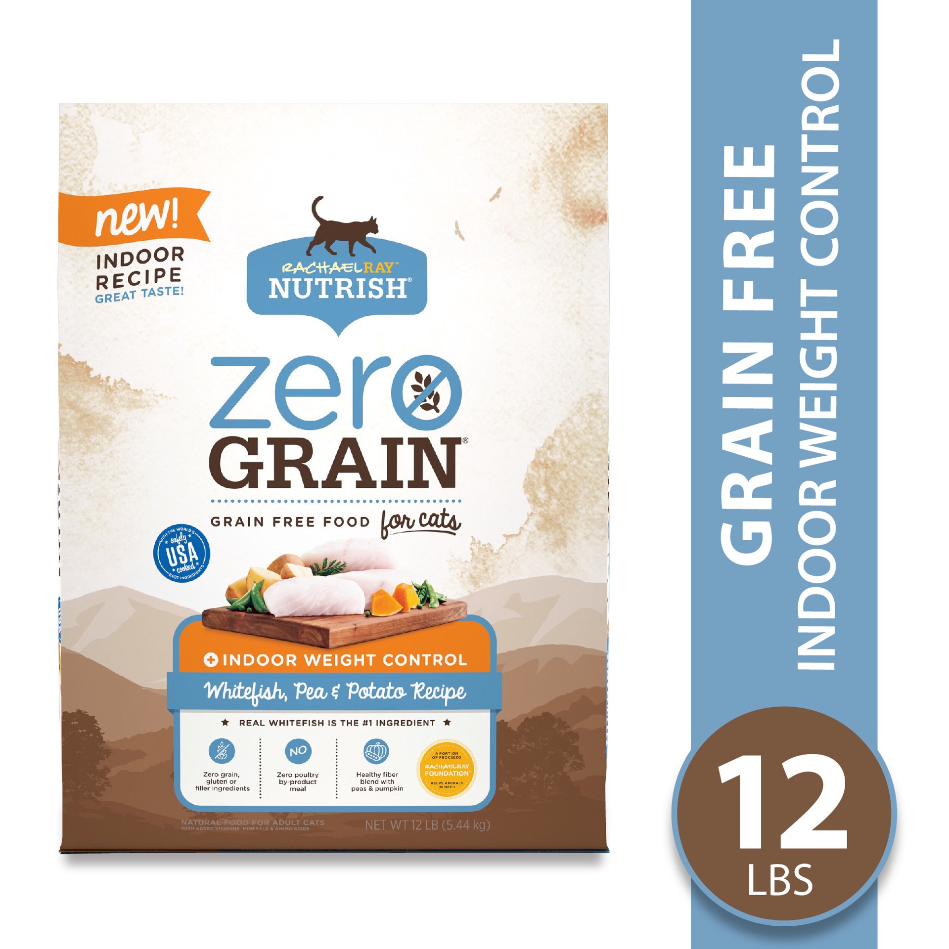 slide 6 of 6, Rachael Ray Nutrish Zero Grain Natural Premium Dry Cat Food, Grain Free, Whitefish & Potato Recipe, 12 Lbs, 12 lb