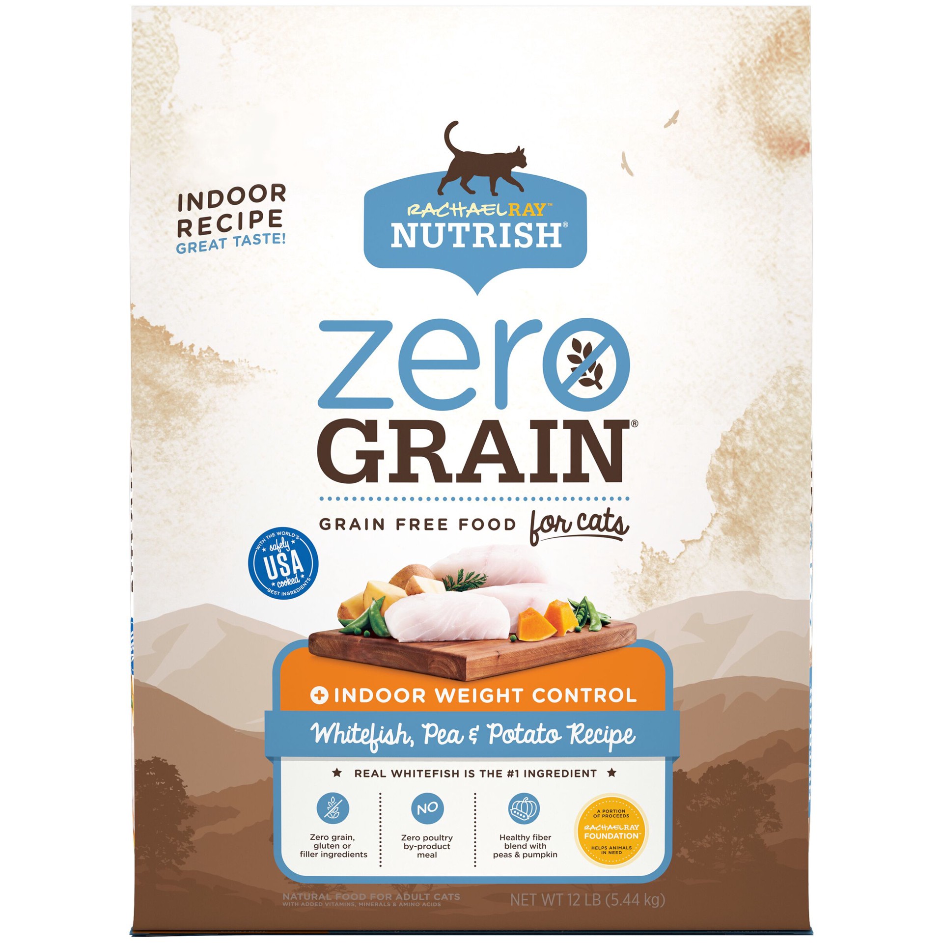 slide 1 of 6, Rachael Ray Nutrish Zero Grain Natural Premium Dry Cat Food, Grain Free, Whitefish & Potato Recipe, 12 Lbs, 12 lb