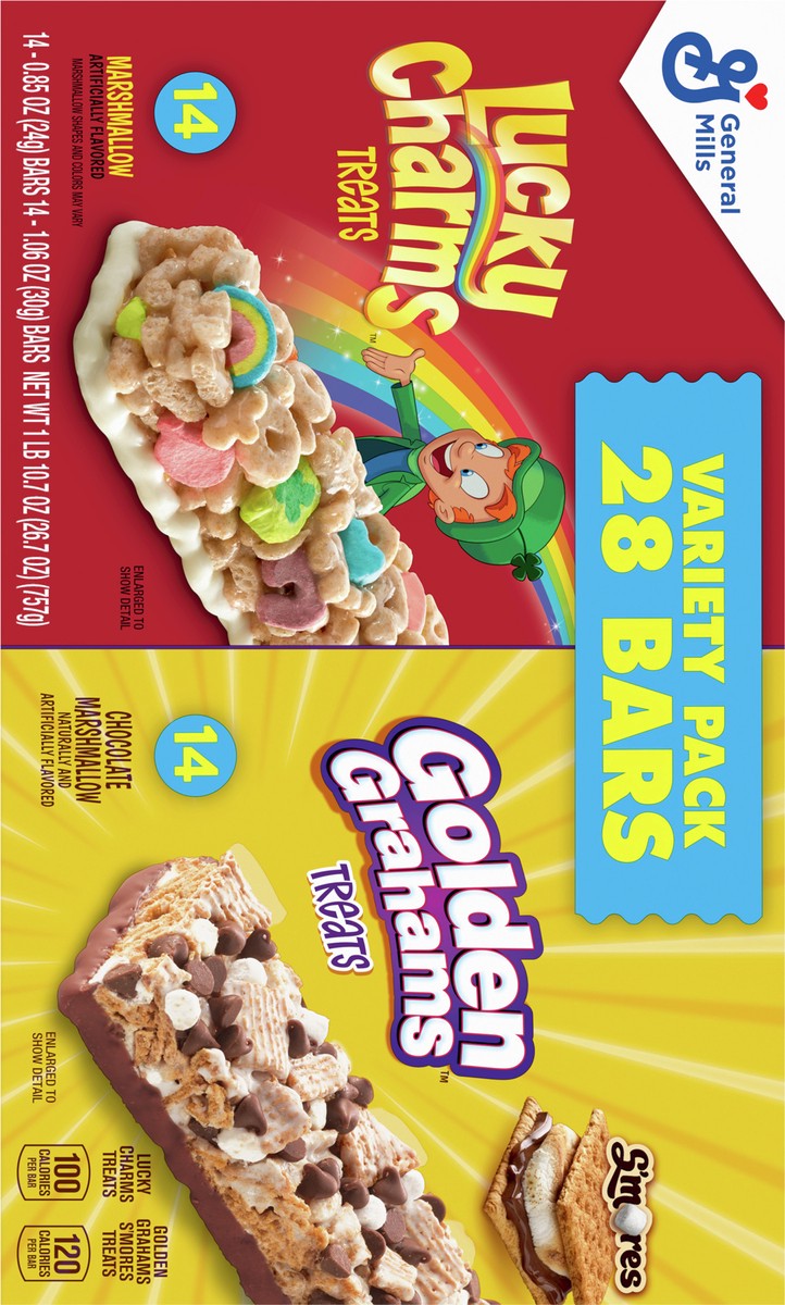 slide 5 of 9, General Mills Golden Grahams Lucky Charms Breakfast Cereal Treat Bars Variety Pack, 28 ct, 28 ct