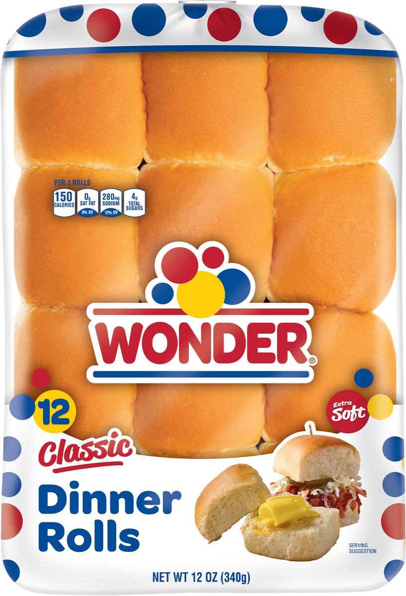 slide 2 of 8, Wonder Extra Soft Classic Dinner Rolls 12 ea, 12 ct