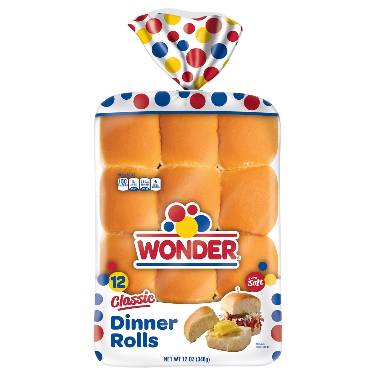 slide 1 of 8, Wonder Extra Soft Classic Dinner Rolls 12 ea, 12 ct