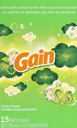 Gain dryer sheets Plus Wrinkle Release, Original Scent, 15 Count, Fights static with a touch of scent, laundry sheets