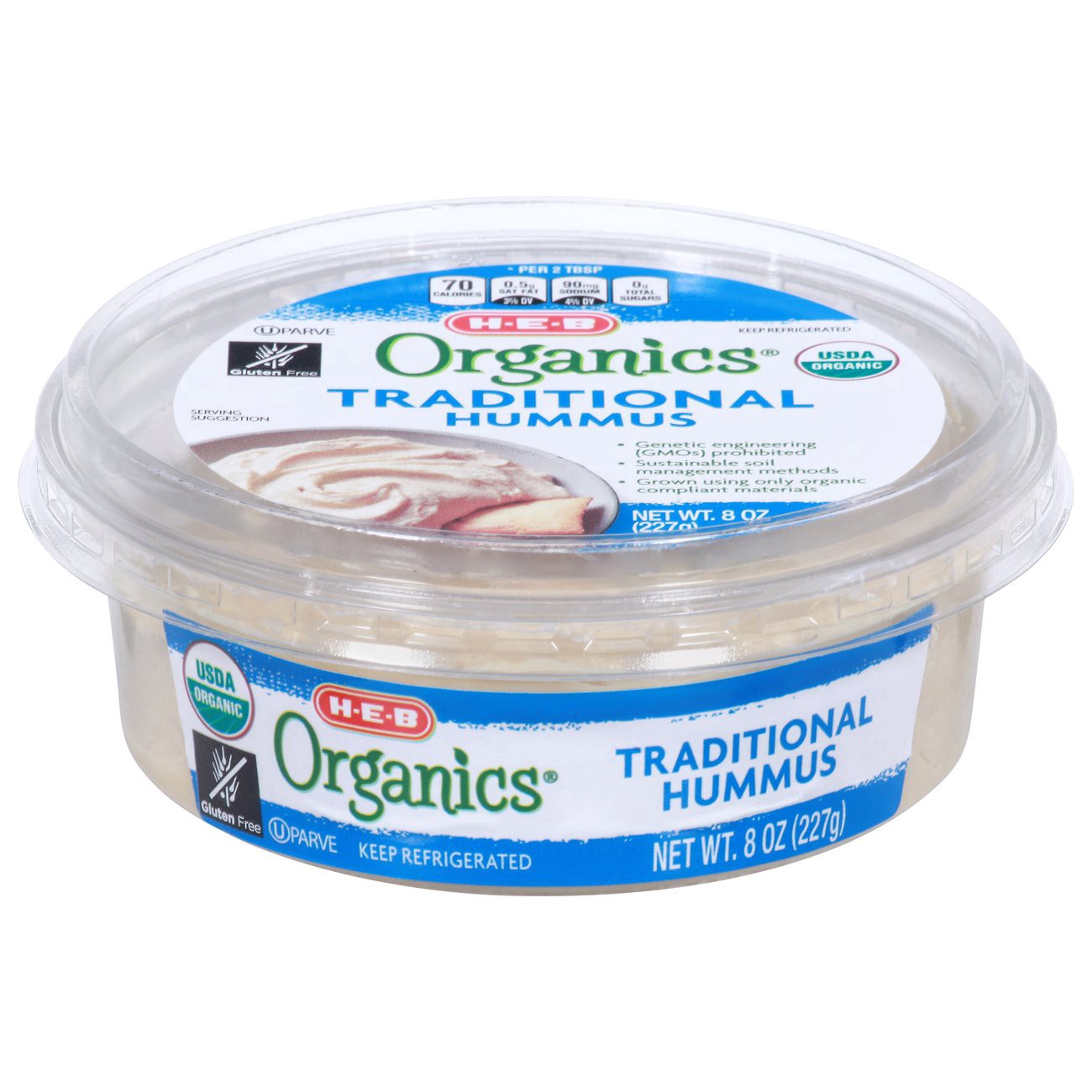 slide 1 of 1, H-E-B Organics Traditional Hummus, 8 oz