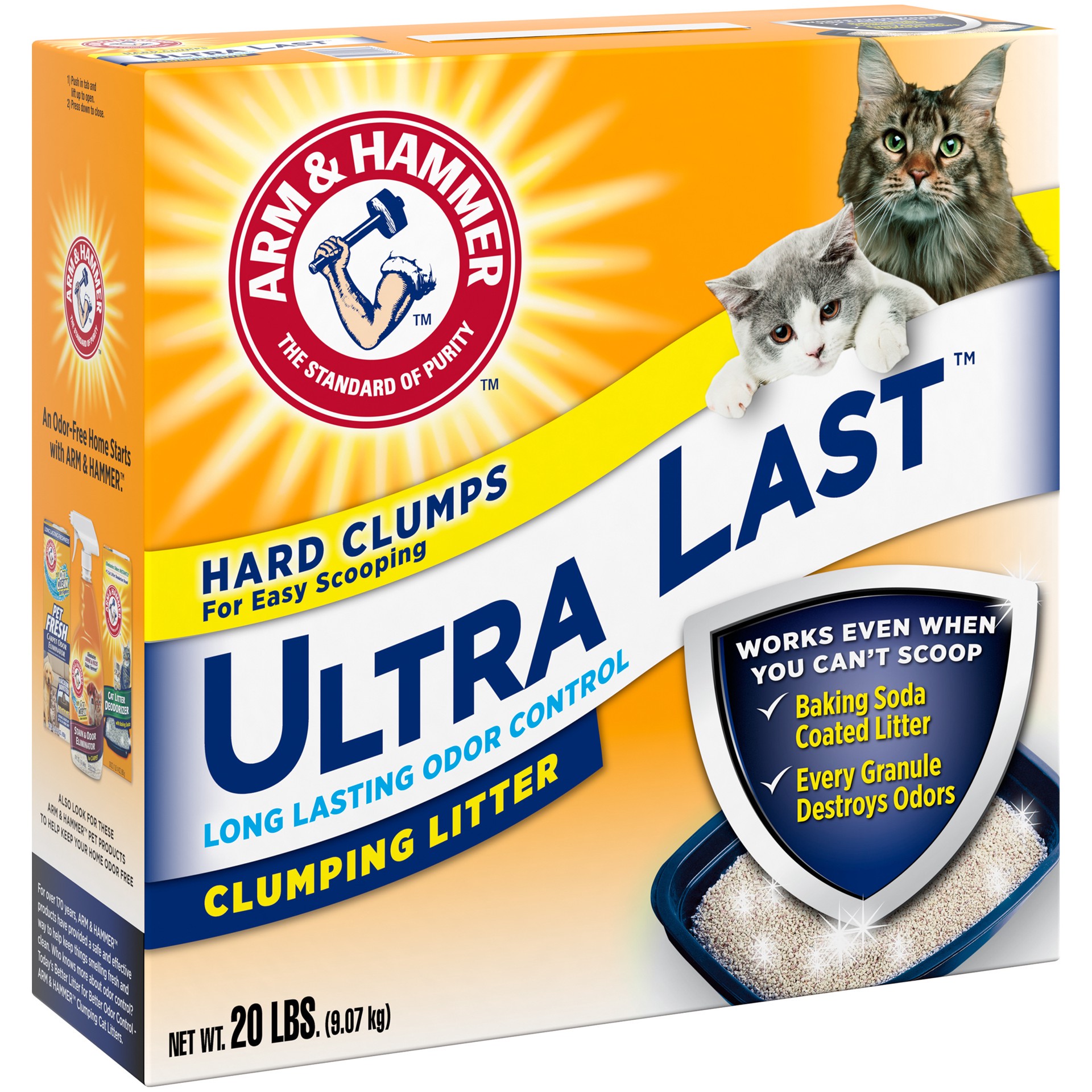 slide 4 of 4, ARM & HAMMER Ultra Last Clumping Cat Litter, 20 lb