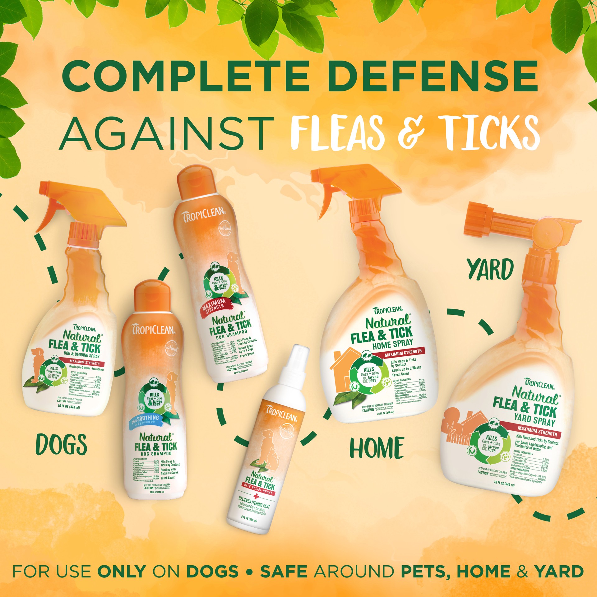 slide 5 of 10, TropiClean Natural* Flea & Tick Yard Spray, 32oz, 32 fl oz