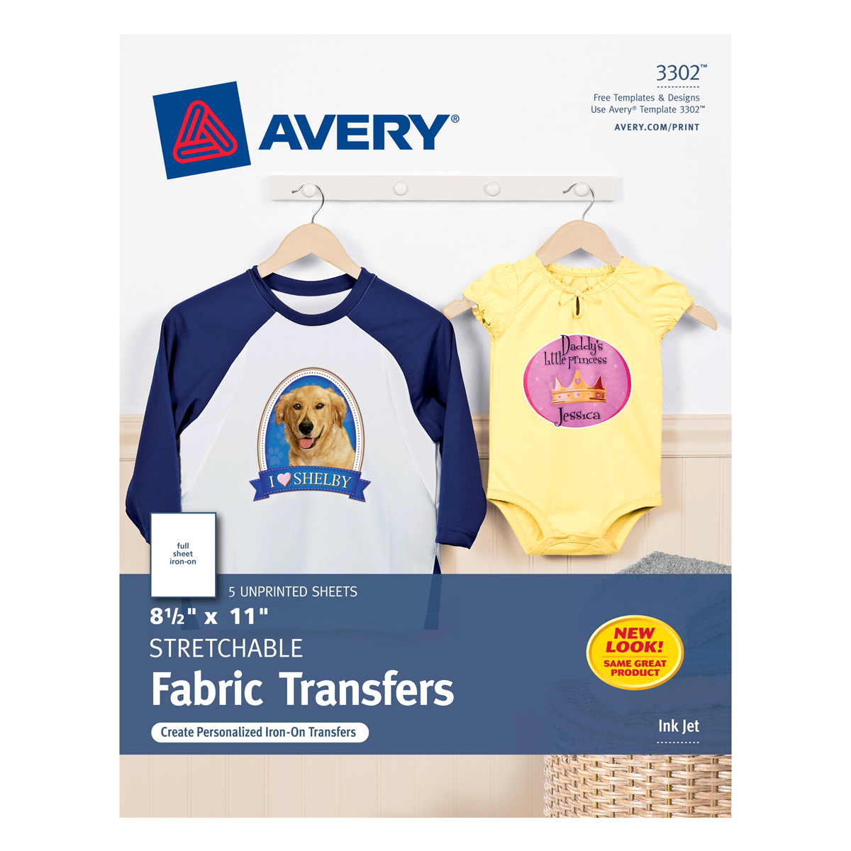 slide 1 of 2, Avery Personal Creations Stretchable Fabric Transfers, 5 CT, 1 ct