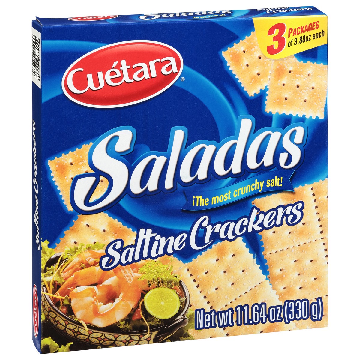 slide 9 of 9, Cuétara Saladas Saltine Crackers 3 - 3.88 oz Packages, 3 ct