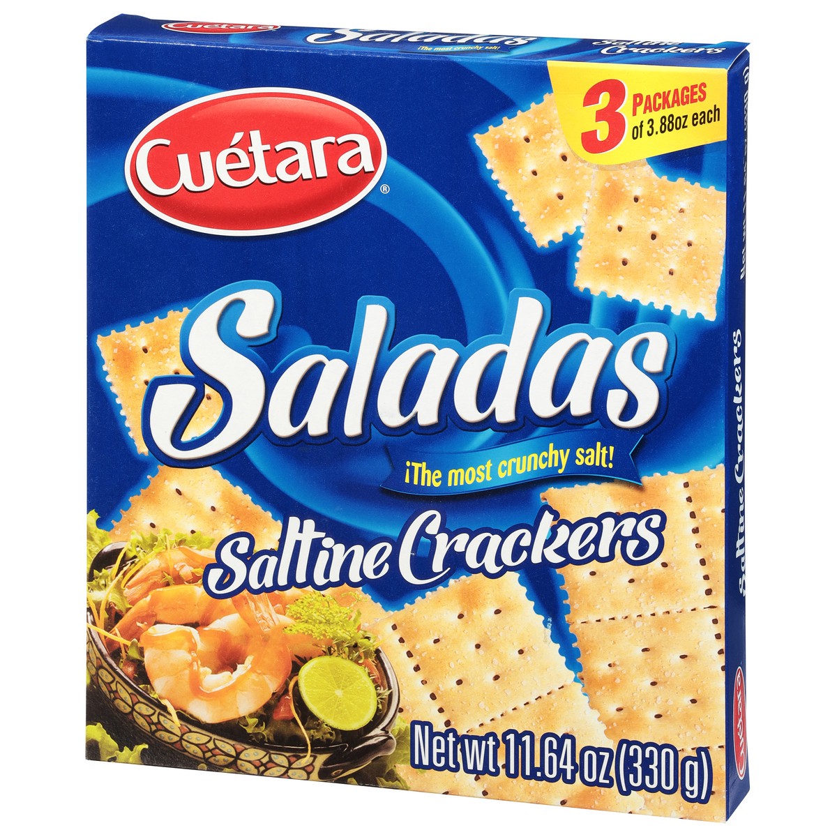 slide 2 of 9, Cuétara Saladas Saltine Crackers 3 - 3.88 oz Packages, 3 ct