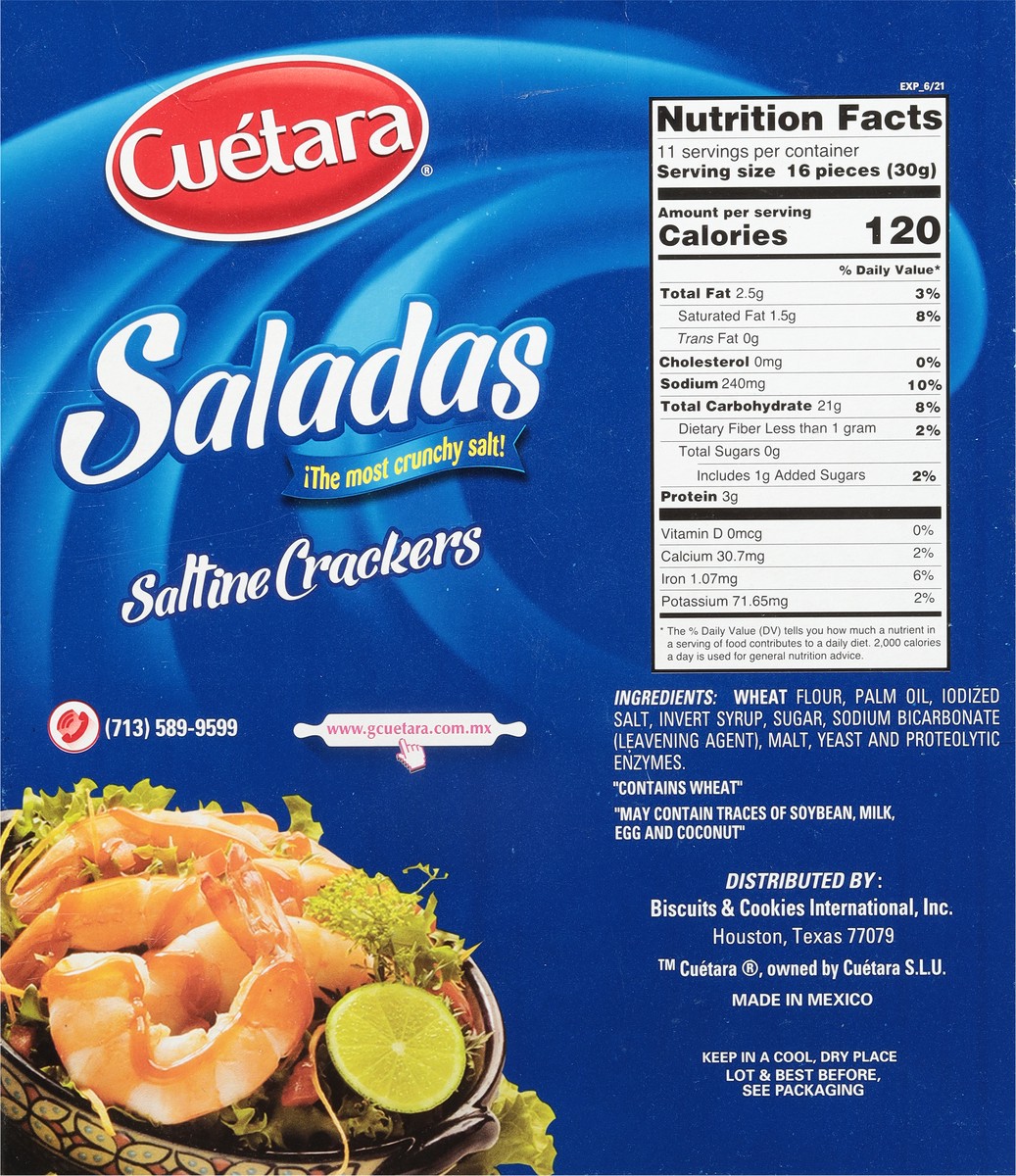 slide 4 of 9, Cuétara Saladas Saltine Crackers 3 - 3.88 oz Packages, 3 ct