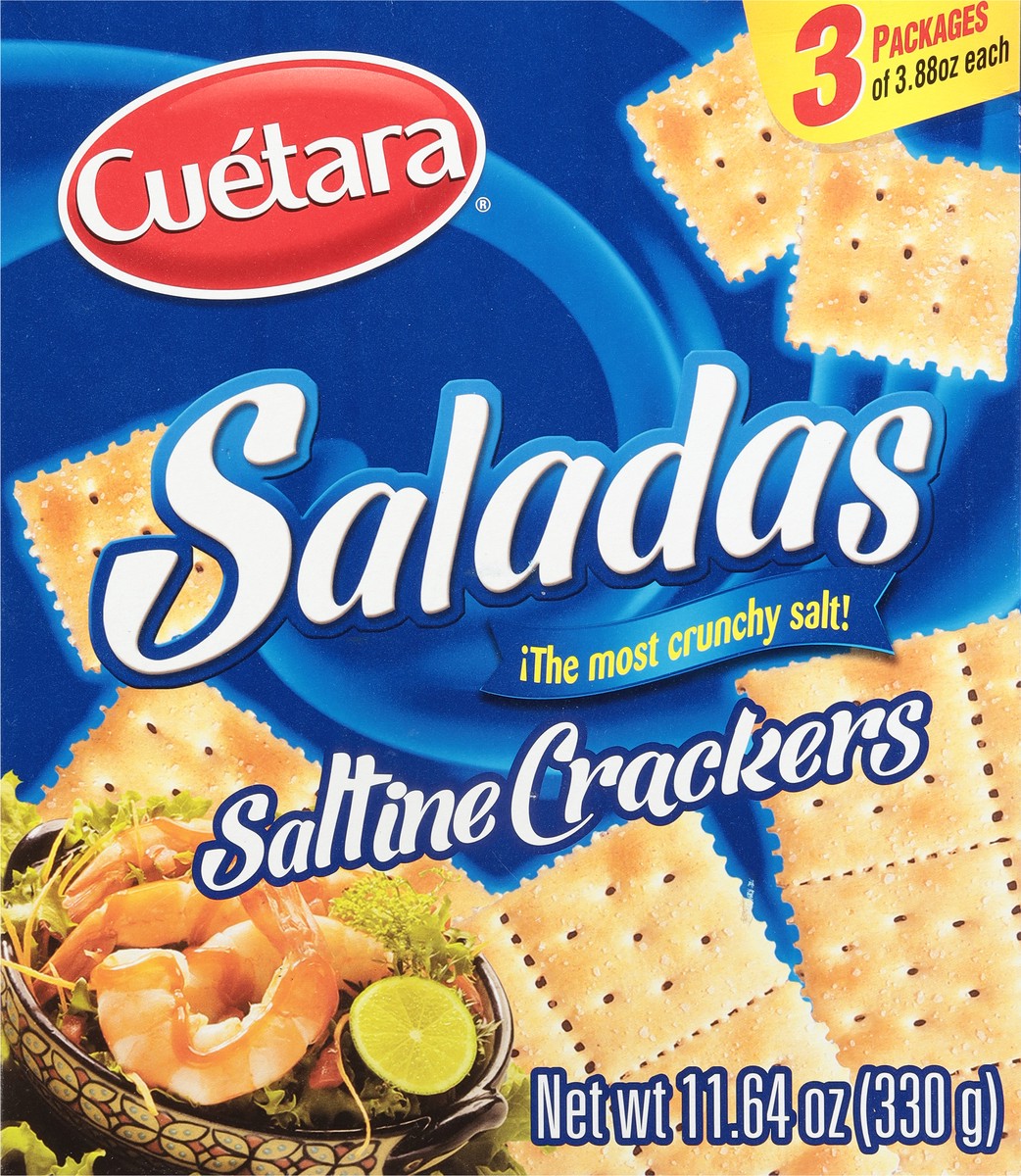 slide 3 of 9, Cuétara Saladas Saltine Crackers 3 - 3.88 oz Packages, 3 ct