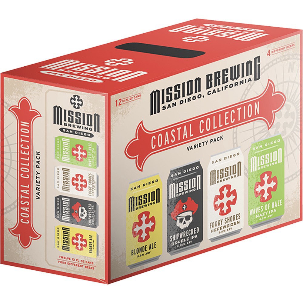 slide 1 of 1, Mission Brewing IPA/Double IPA/Hazy IPA Pipe Dreams/Shipwrecked/Waves of Haze Beer Variety Pack 12 - 12 fl oz Cans, 12 ct; 12 oz