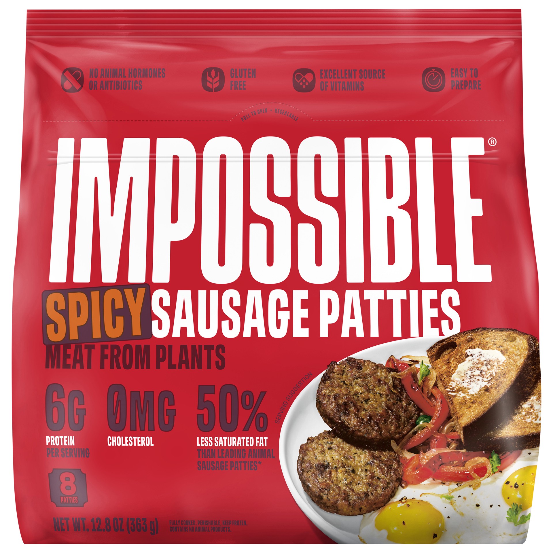 slide 1 of 4, Impossible Spicy Sausage Patties Meat from Plants, 12.8 oz