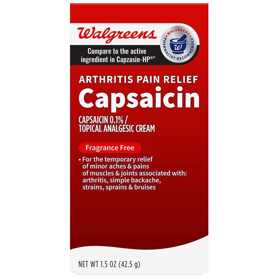 slide 1 of 4, Walgreens Capsaicin Arthritis Pain Relief Cream Fragrance Free, 1.5 oz