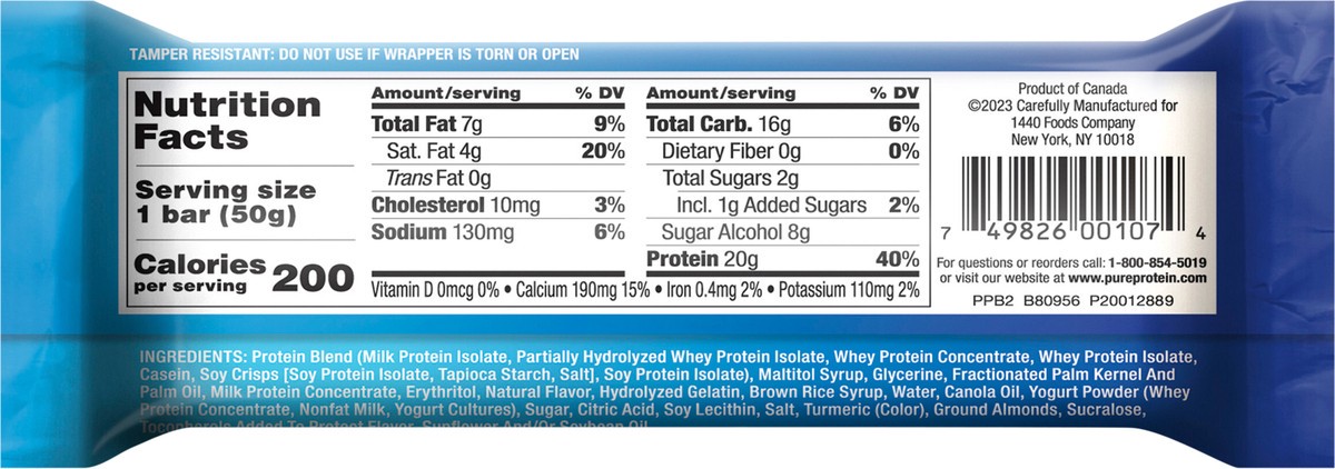 slide 2 of 11, Pure Protein Bars, Lemon Cake, 20g Protein, 1.76 Oz, 6 Ct, 50 gram