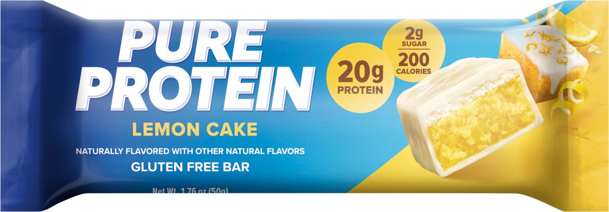 slide 9 of 11, Pure Protein Bars, Lemon Cake, 20g Protein, 1.76 Oz, 6 Ct, 50 gram