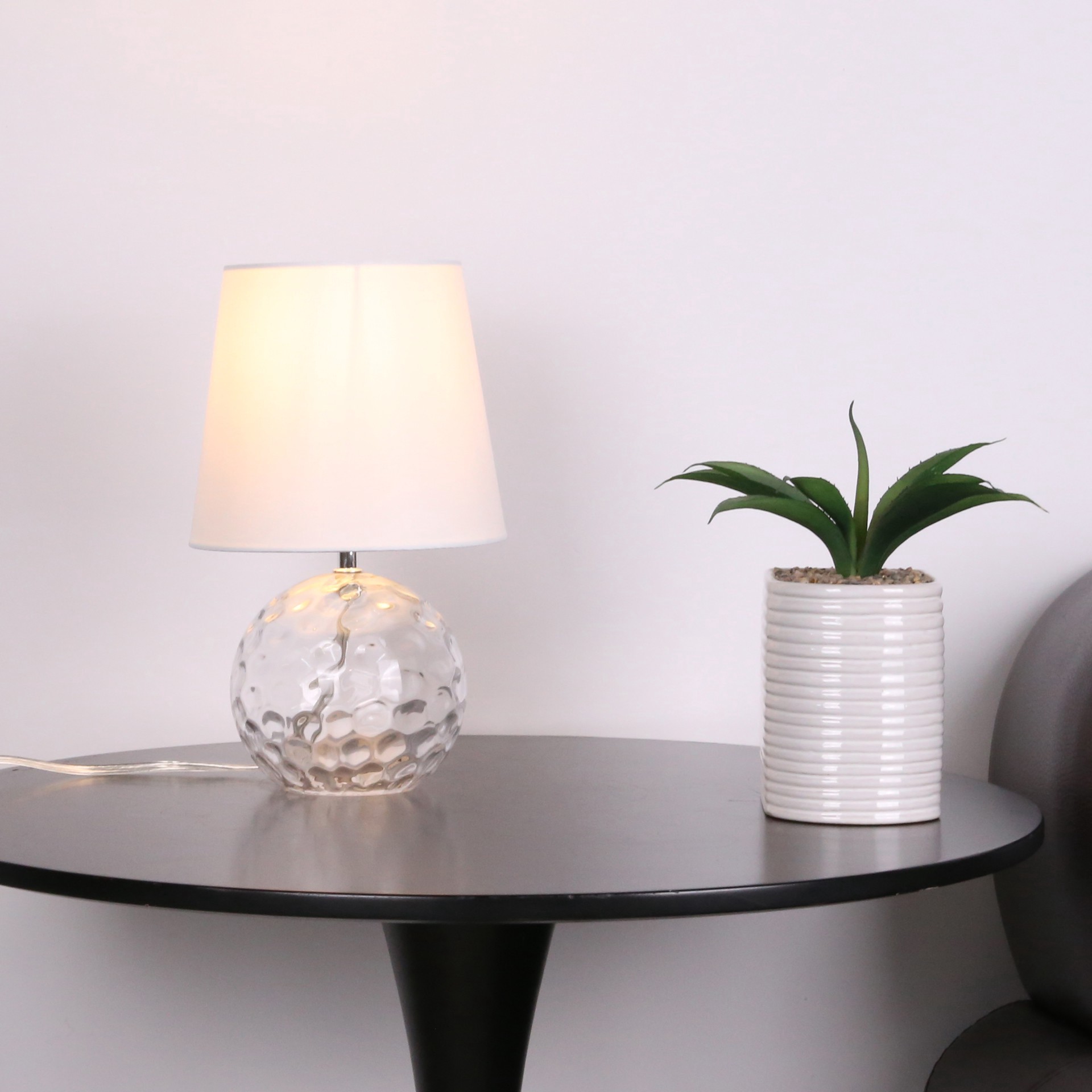 slide 2 of 3, 13" Glass Sphere Table Lamp With White Fabric Shade By Ashland, 8 in x 8 in x 13 in