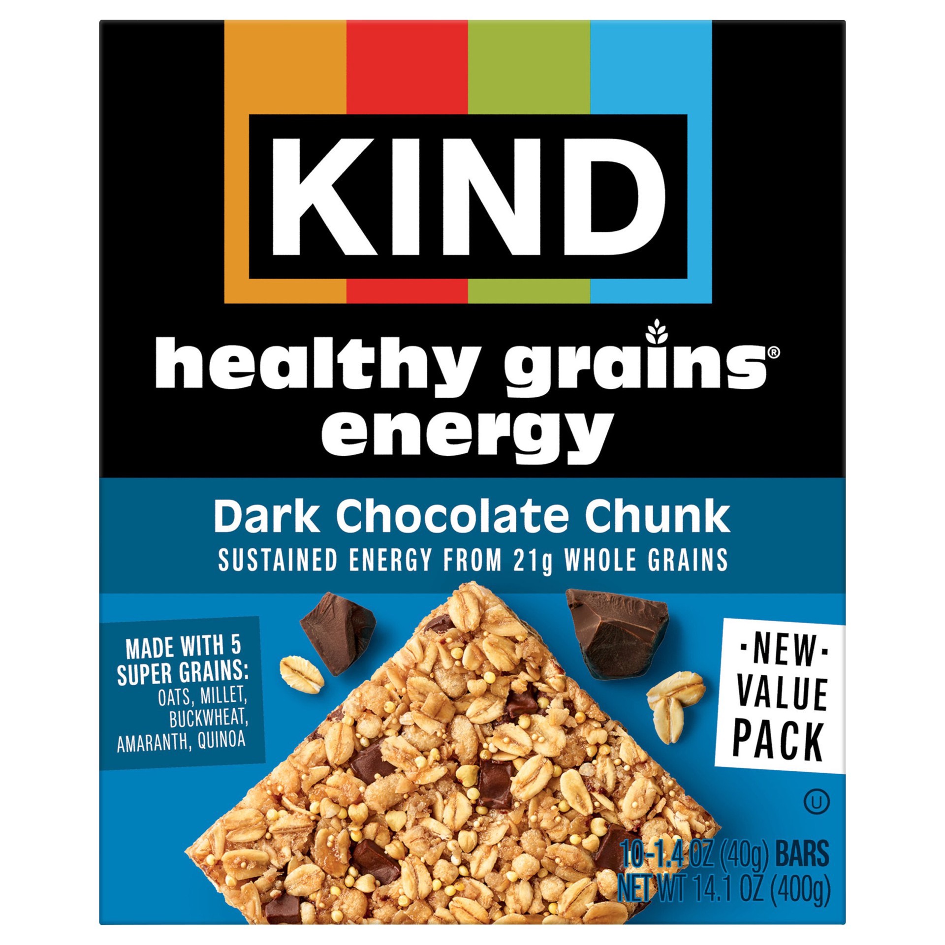 slide 1 of 1, Kind Healthy Grains Energy Bars - Dark Chocolate Chunk, 10 ct