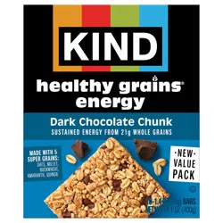 KIND Dark Chocolate Chunk Healthy Grains Energy Bars, 10 Count, 1 Cardboard Box