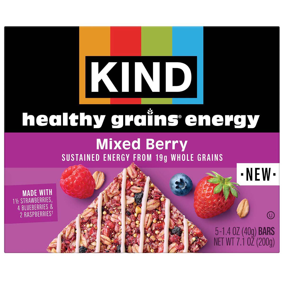 slide 1 of 6, KIND Healthy Grains Energy, Mixed Berry, 5 Count, 5 ct