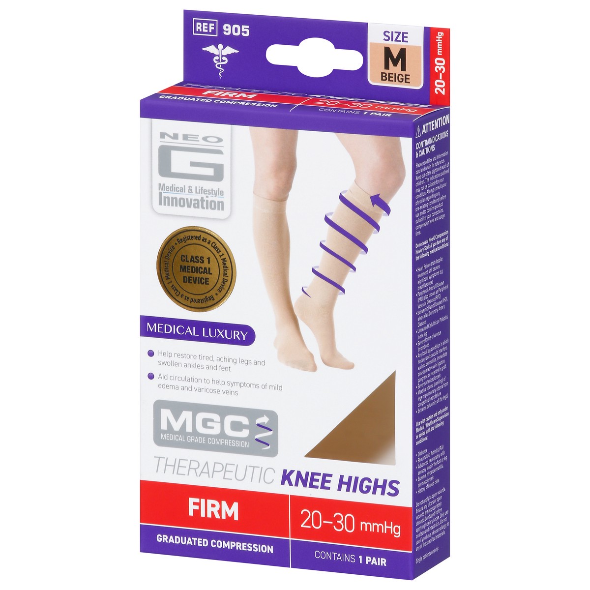 slide 3 of 4, Neo G Beige Firm Therapeutic Knee Highs Medium 1 ea, 1 ct