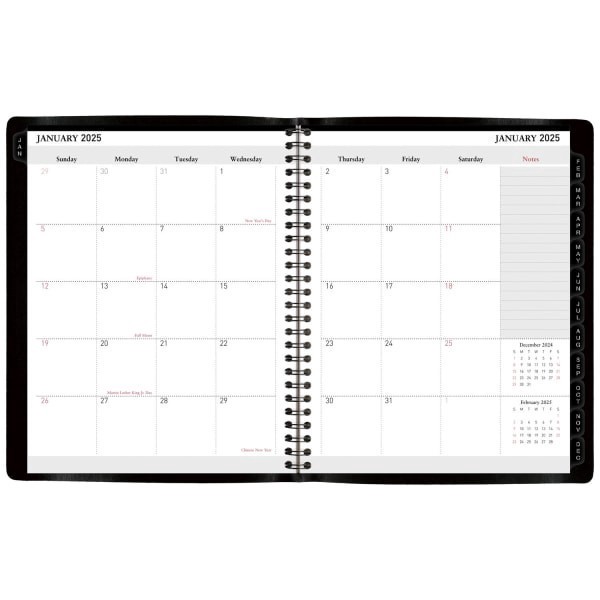 slide 6 of 7, 2025 Office Depot Weekly/Monthly Planner, 7"" X 9"", Black, January To December, Od712000, 1 ct