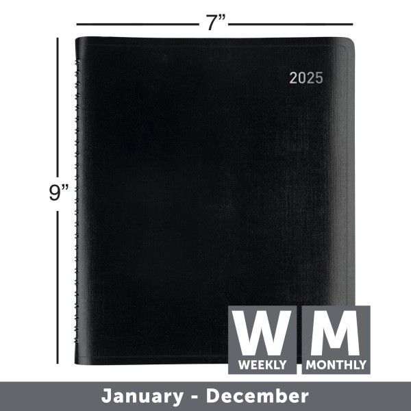 slide 7 of 7, 2025 Office Depot Weekly/Monthly Planner, 7"" X 9"", Black, January To December, Od712000, 1 ct
