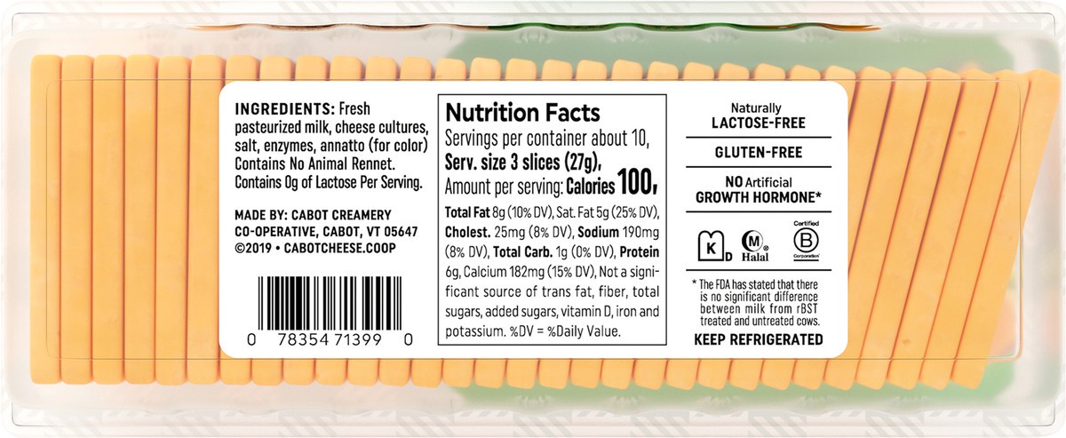 slide 2 of 7, Cabot Simply Sharp Yellow Cheddar Cracker Cut Slices, 10 oz, 10 oz