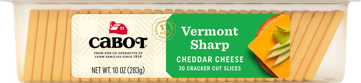 slide 7 of 9, Vermont Simply Sharp Cheddar Cheese Cracker Cut Slices, 10 oz