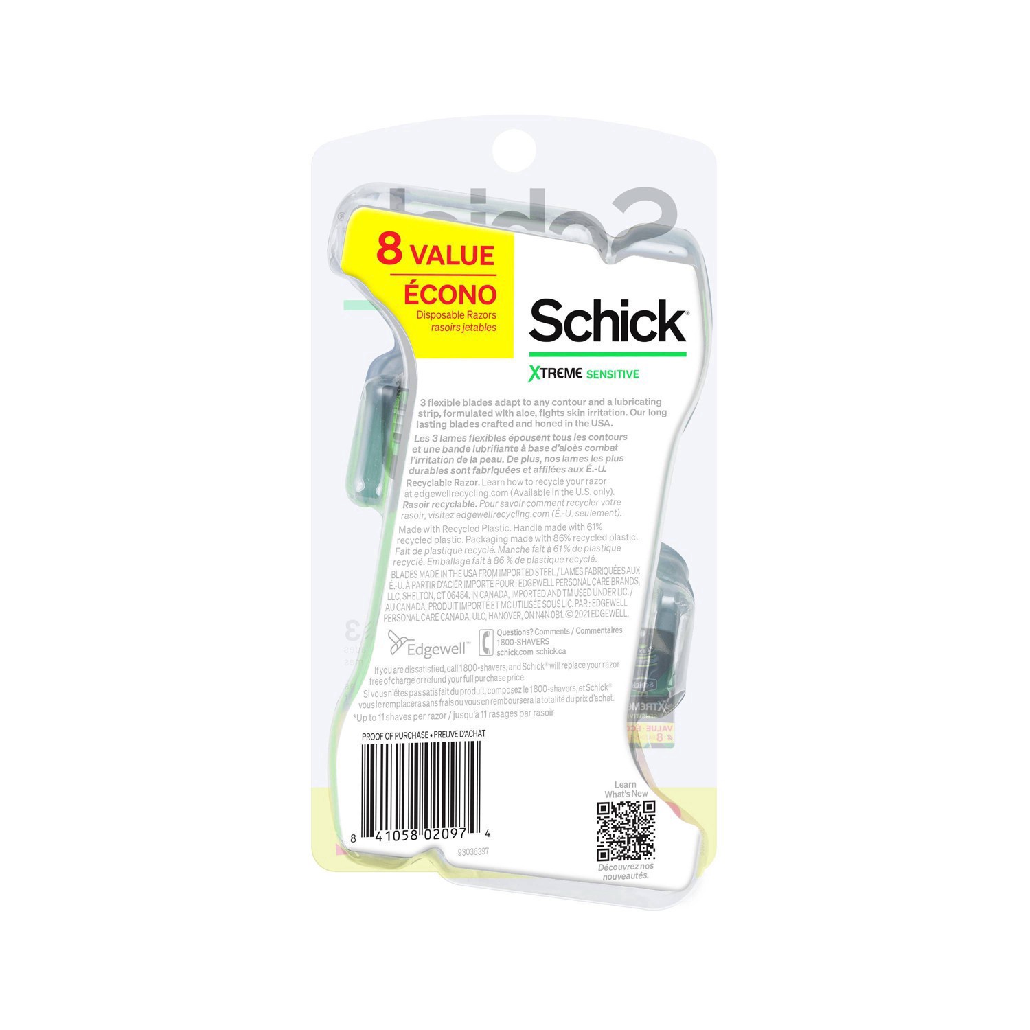 slide 5 of 50, Schick Xtreme3 Sensitive Men's Disposable Razor, 8 ct