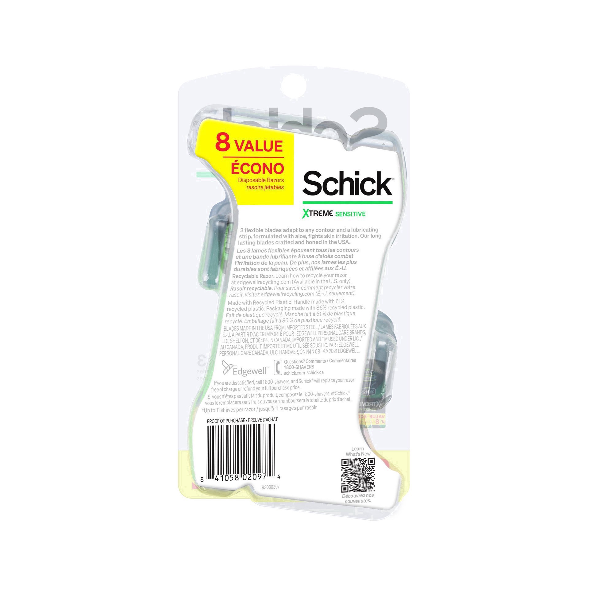 slide 9 of 50, Schick Xtreme3 Sensitive Men's Disposable Razor, 8 ct