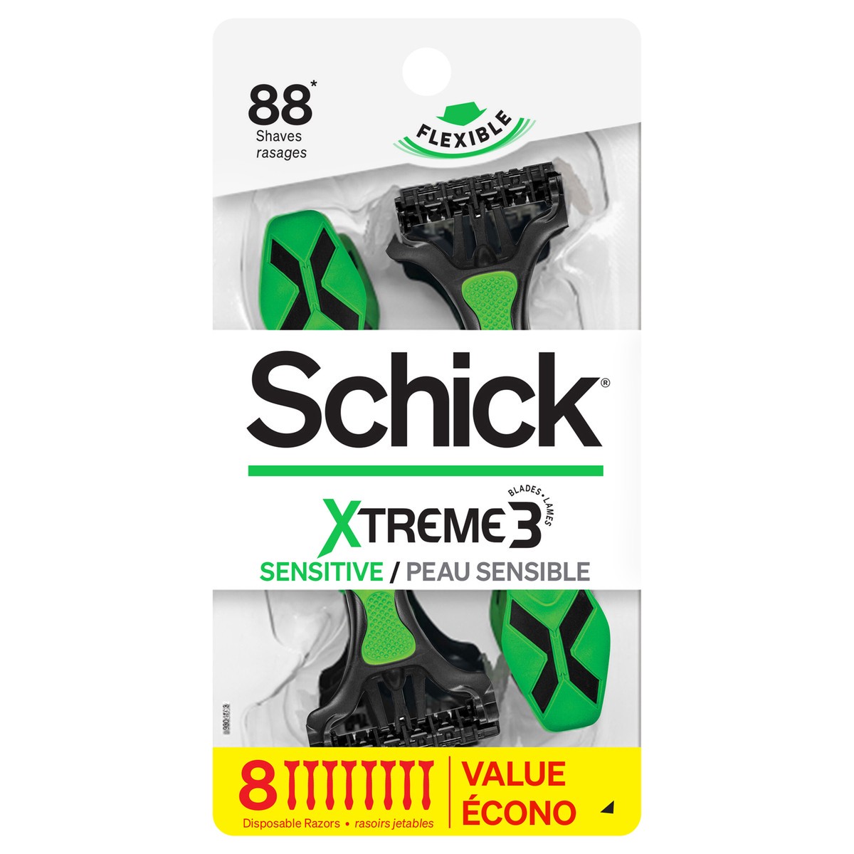 slide 1 of 50, Schick Xtreme3 Sensitive Men's Disposable Razor, 8 ct