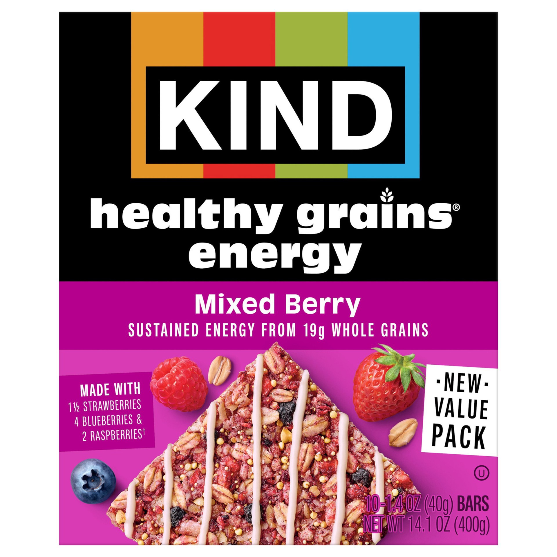 slide 1 of 1, KIND Healthy Grains Energy, Mixed Berry, 10 Count, 10 ct
