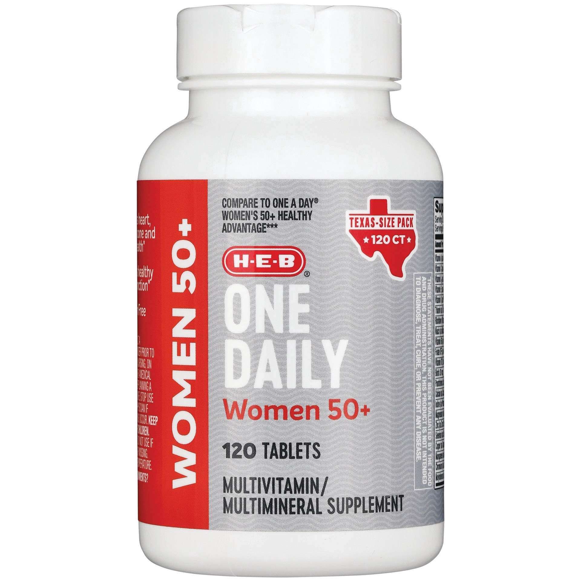 slide 1 of 1, H-E-B 50+ One Daily For Women Multivitamin, 120 ct