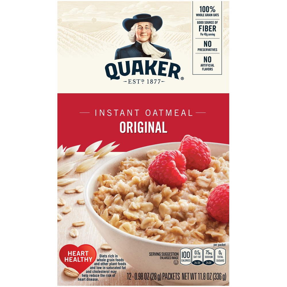 slide 2 of 5, Quaker Original Heart Healthy Oatmeal, 12 ct