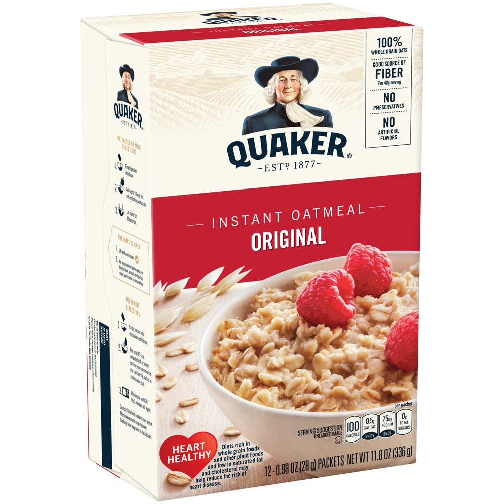 slide 3 of 5, Quaker Original Heart Healthy Oatmeal, 12 ct