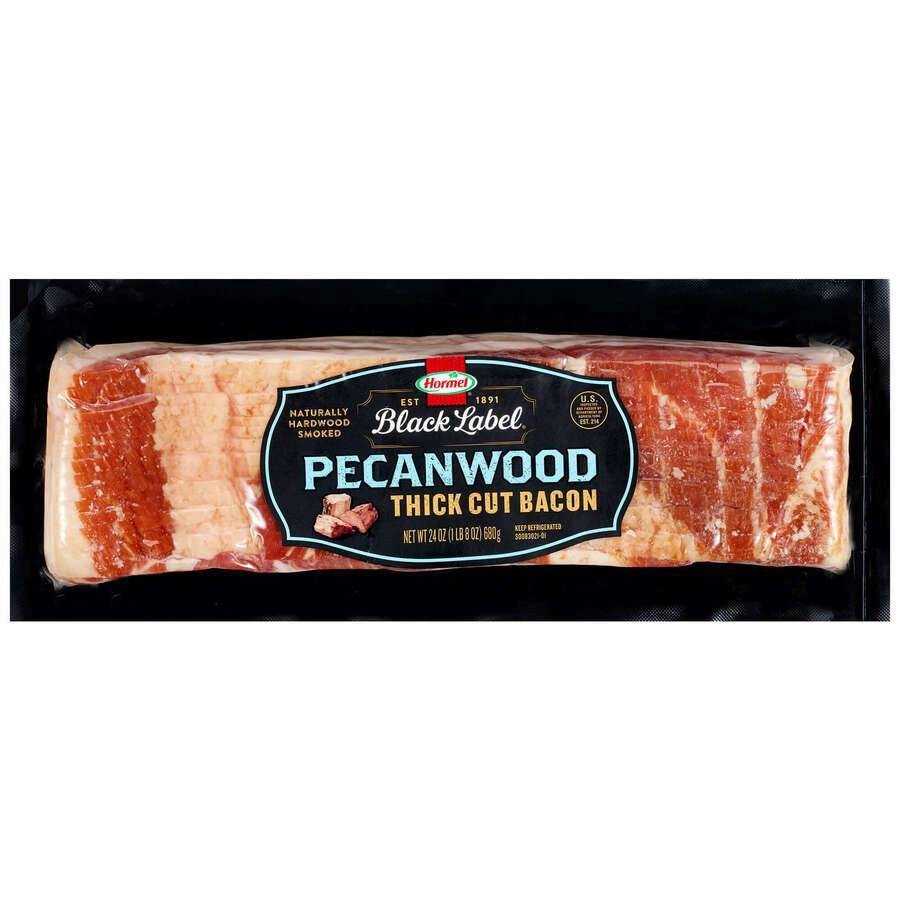 slide 1 of 6, HORMEL BLACK LABEL Pecanwood Smoked Thick Cut Bacon, 24 oz